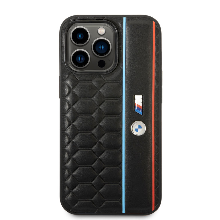BMW iPhone 14 Pro Max Hardcase Backcover - Hexo Pattern - Stripe - Zwart - Afbeelding 2