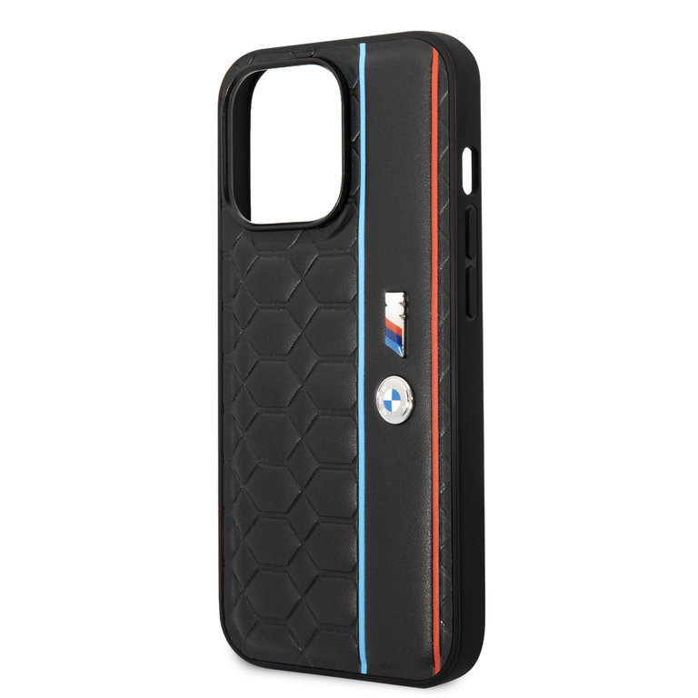 BMW iPhone 14 Pro Max Hardcase Backcover - Hexo Pattern - Stripe - Zwart - Afbeelding 3